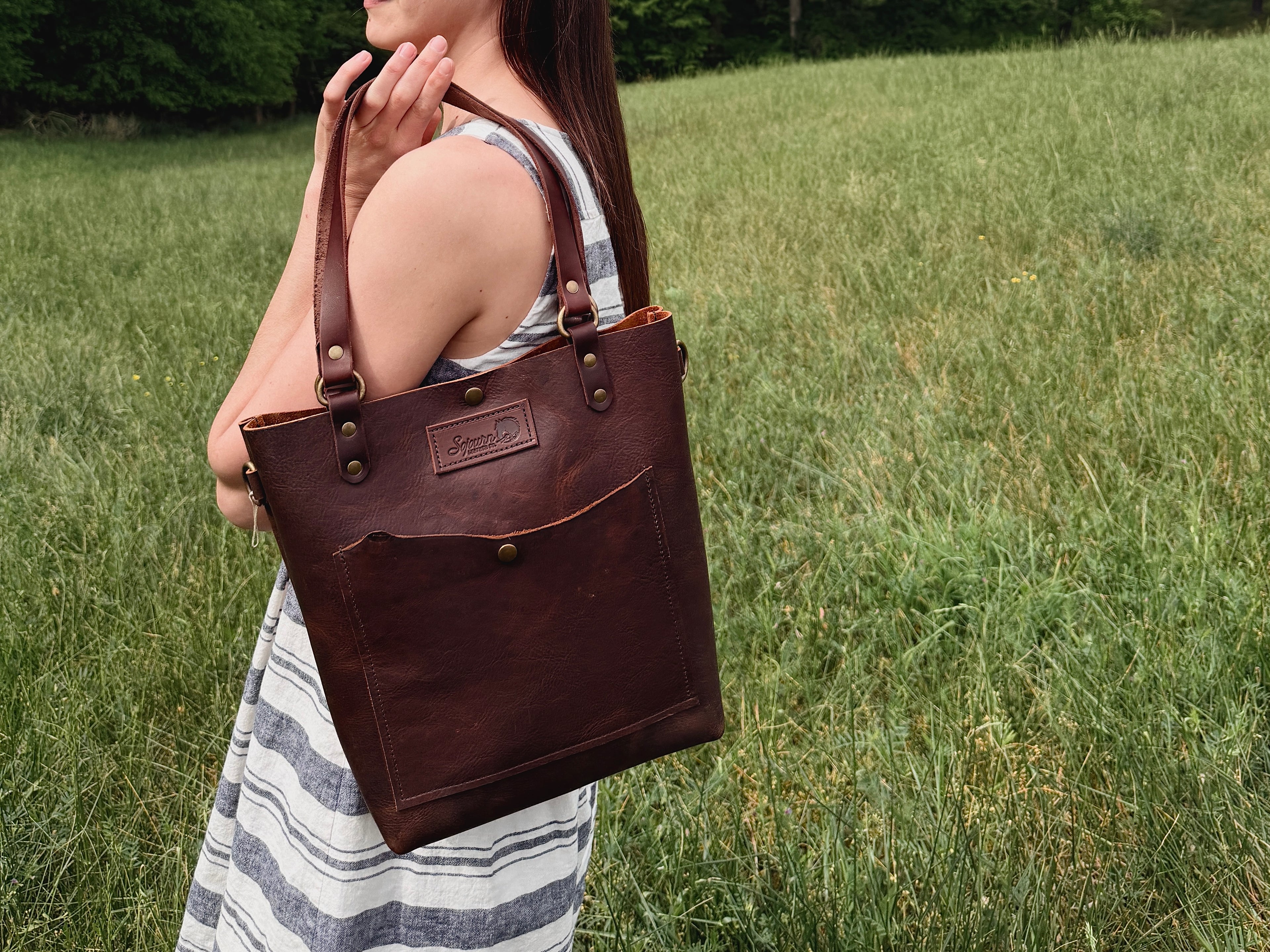 Daisy - Tote Bag - Dark Brown "Live Edge"